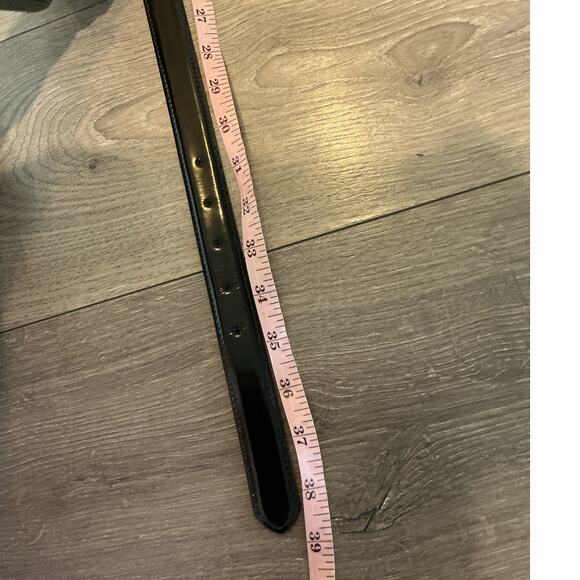 Vtg Talbots Womens Leather Belt Size Medium Tortoise Shell Buckle Black Classic - Picture 4 of 5